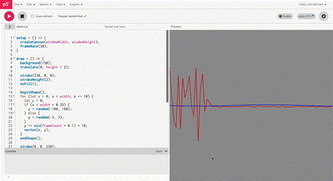 I found the lines too messy, so I adjusted the settings. I made the movement smaller. The waveform became more regular.