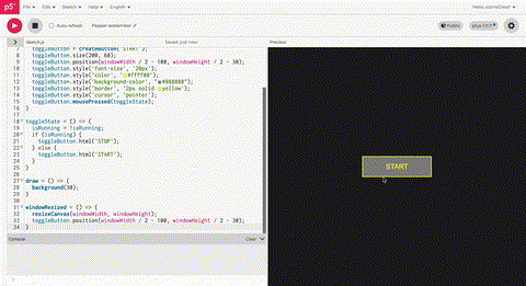 I wrote code to draw a gray rectangle in the center of the screen with “Start” on it. This was for later use.