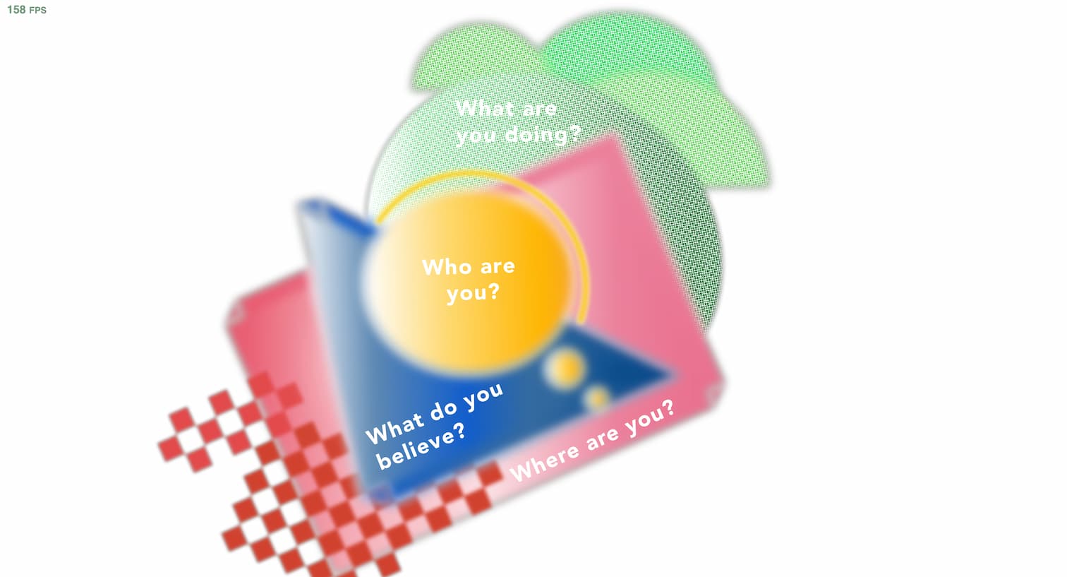 I put my visual elements into the p5 sketch and use facial recognition to play with different angles.