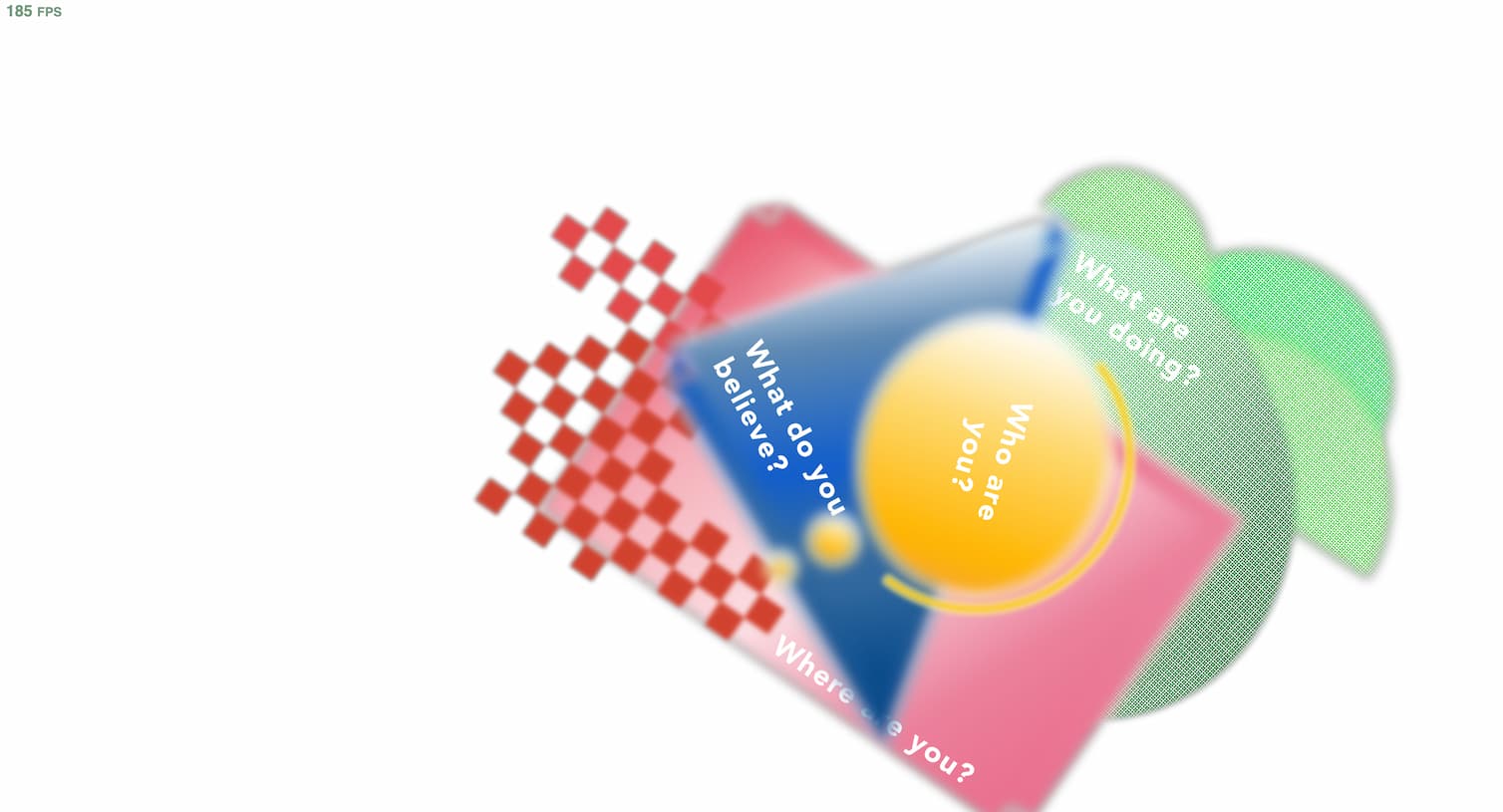 I put my visual elements into the p5 sketch and use facial recognition to play with different angles.