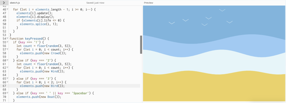 To make the environment feel more natural, I used loops. For example, when the user presses “1”, the code randomly creates 3 to 4 crowd marks instead of only one.